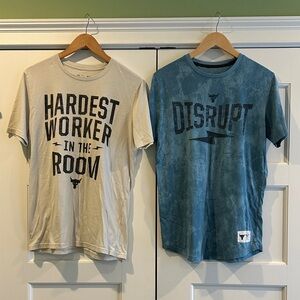 Men's Graphic under Armour T-Shirts - Cream and Blue